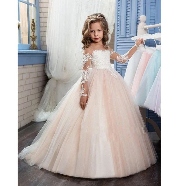 Long Sleeve Party Dresses Girls Wedding Dresses