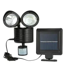 22/42 светодиодный черный/белый солнечный светильник с двойной головкой, датчик движения человеческого тела, Солнечная лампа, уличный водонепроницаемый светильник для аварийной ситуации