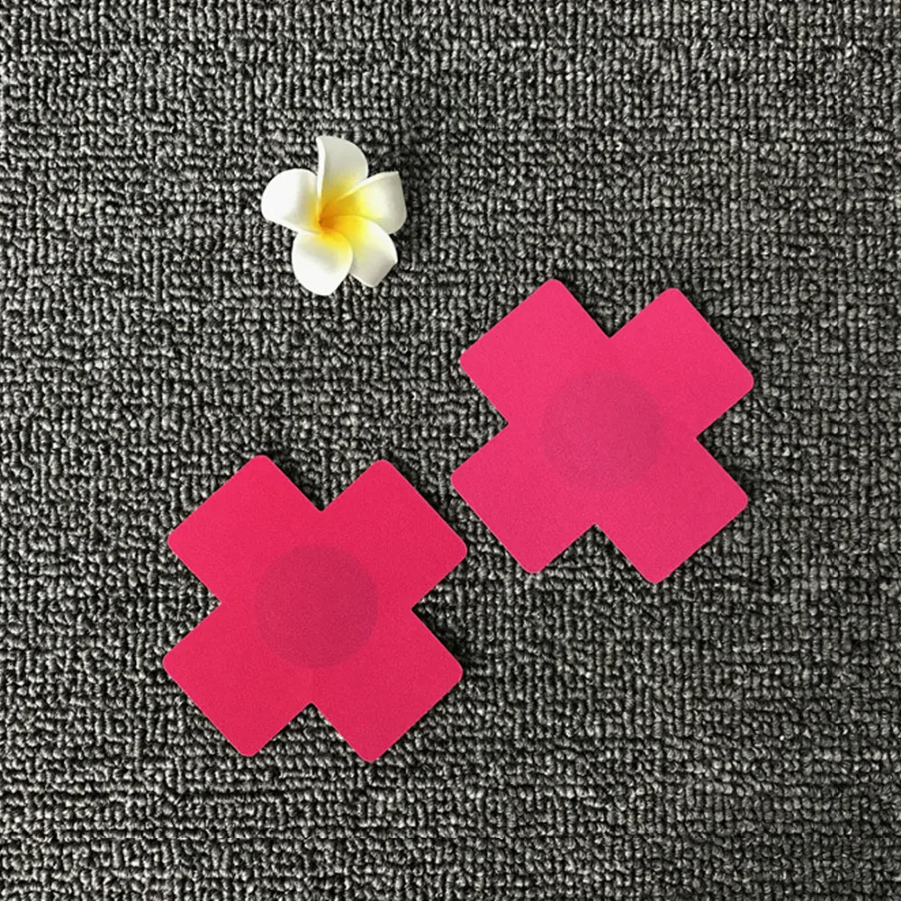 

Hot 1 Pair Women Bra Tape Adhesive Nipple Covers Petals Breast and Sticker Cross Shape Nipple Pasties Disposable Nipple Cover
