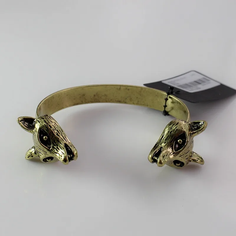 

fashion costume jewelry accessories items vintage metal wolf head bangle cuff bracelet