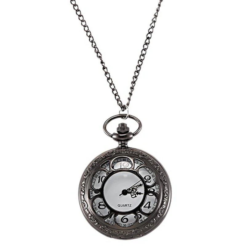

Petal Hollow Large Black Petal White Pocket Watch Bronze Quartz Men'S And Women'S Retro Pocket Watch