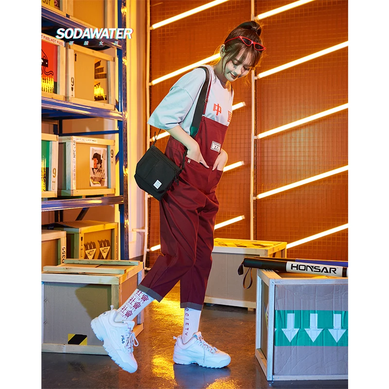 SODAWATER девушка новое поступление Harajuku карман на молнии женские брюки карго летние