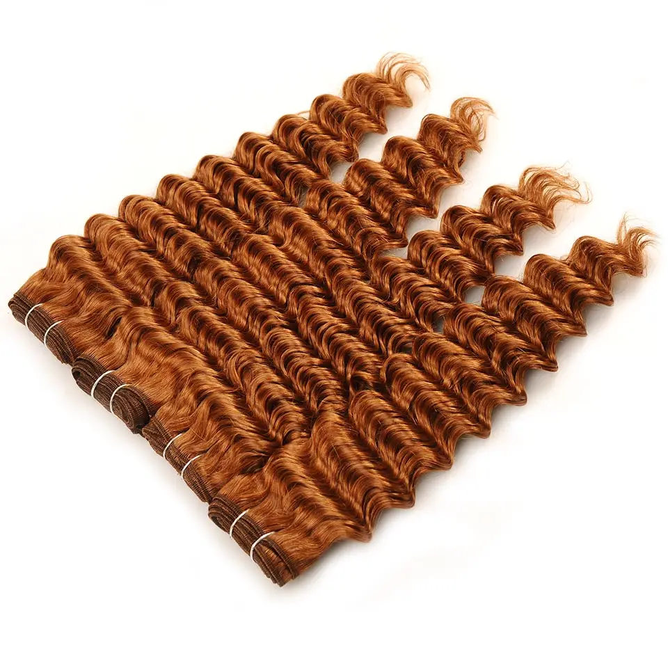 Pinshair Pre-Colored 10-26 Brazilian 4 Bundles Deep Wave Color 30 Hair Weaves 100gbundle 100% Human Hair Thick Wefts Non-Remy (24)