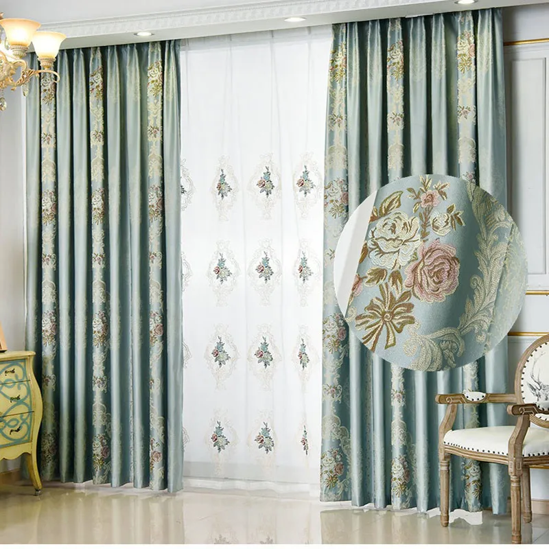 

European Luxury Window Curtains for Living Room Bedroom Thick Jacquard Curtain for Bedroom Window Treatment Drapes Custom T141#4