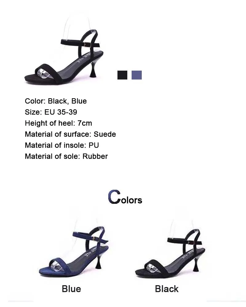 Синие женские босоножки; черные классические женские босоножки на высоком каблуке; женская летняя коллекция года; удобные замшевые босоножки; модельные туфли; дизайнерская обувь для девочек