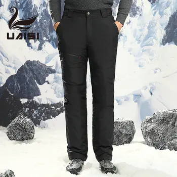 

UAISI Mens White Goose Down Pant Straight Type Windproof Waterproof Breathable Warm Winter Skiing Climbling Sports Pant