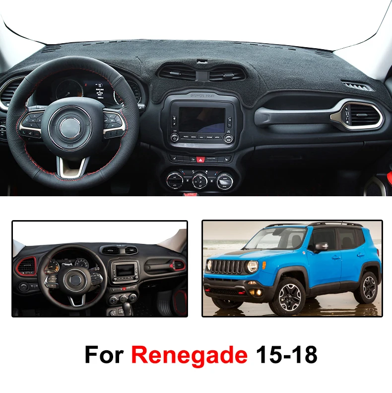 Для Jeep Renegade крышка приборной панели Dashmat Dash коврик солнечный экран для автомобиля черные аксессуары с покрытием стайлинга автомобилей