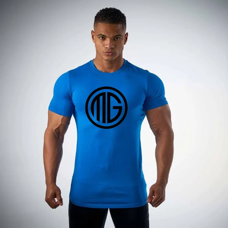 Мужская футболка для фитнеса Muscleguys облегающая с коротким рукавом бодибилдинга