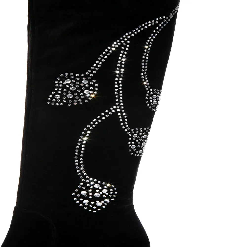 SKLFCXZY Autumn new design ladies knee boots high heels shoes comfortable diamond pattern woman boots fashionable shoes women Women's Shoes