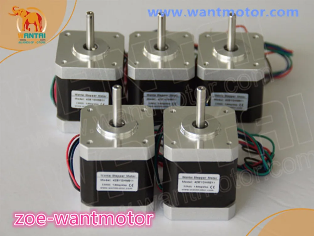 Бесплатная доставка! 5 шт. шаговый двигатель Nema 17 Wantai 42BYGHW208 12 В 0.4A 2600g cm(37 oz in) CE RoHS ISO