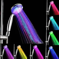 1 шт Автоматическая 7 цветов Изменение Showerhead ручная экономия воды светодиодный Насадки для душа круглый Showerhead Контроль температуры Ванная