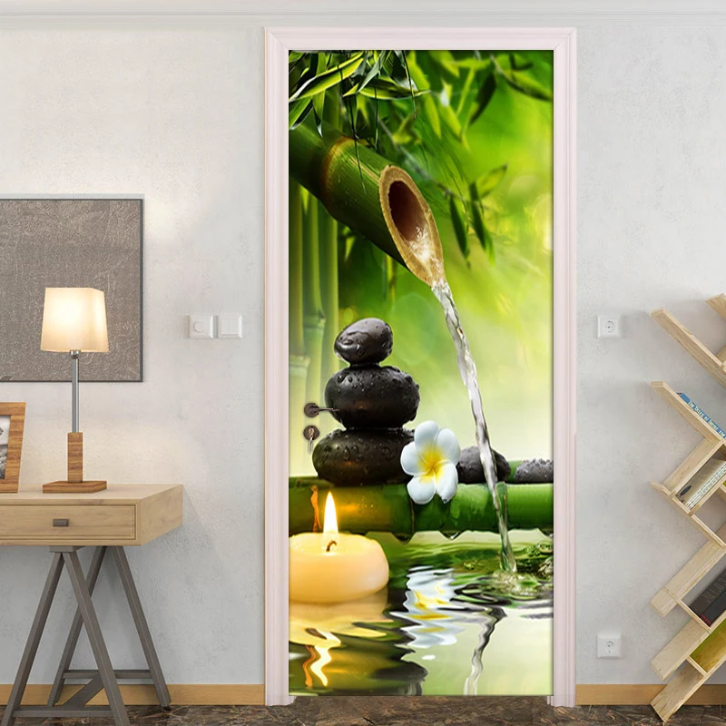 Living-Room-Bedroom-Door-Sticker-Wall-Painting-PVC-Self-adhesive-Mural-3D-Green-Bamboo-Landscape-Photo (1)