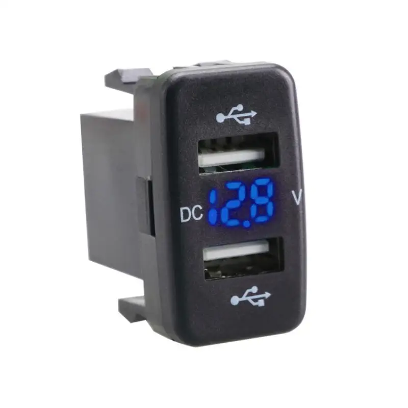 Универсальный 4.2A автомобильное зарядное устройство розетка двойной USB порт зарядка вольт дисплей адаптер для Toyota для huawei MAte 20 10 pro P30 P20 lite - Тип штекера: Blue