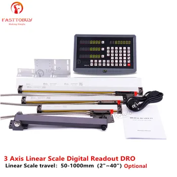 

3 Axis 50-1000mm 2"~40" Linear Scale Linear Encoder Digital Readout DRO for Drill/EDM/Milling/Grinding/Lathe Machine