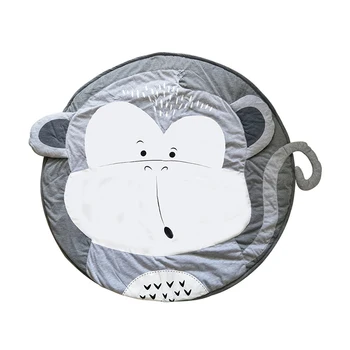 Baby Infant Play Mats Kids monkey Crawling Blanket Carpet Round Floor Rug 90CM Baby Bedding Cotton Game Pad Children Room Decor ins thick round baby blanket play game mats pom pom crawling rug children toy mat carpet kids room decor photography props 90cm