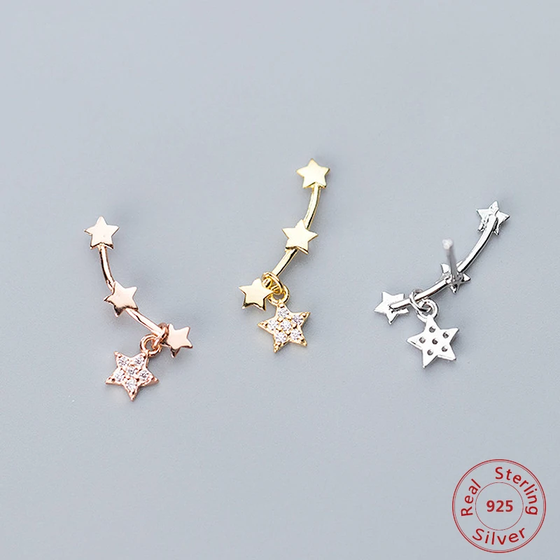 

Simple 925 Sterling Silver Star Stud Earring Simple Sweet Crystal Design Earring For Women Fashion Lady Jewelry