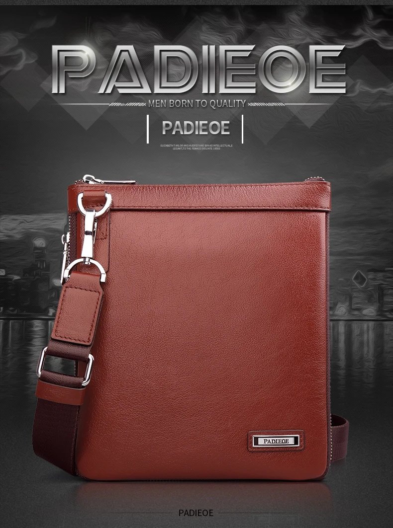 Padieoe, деловая мужская сумка-мессенджер из натуральной коровьей кожи, мужская дорожная сумка через плечо, модная мужская офисная сумка на плечо