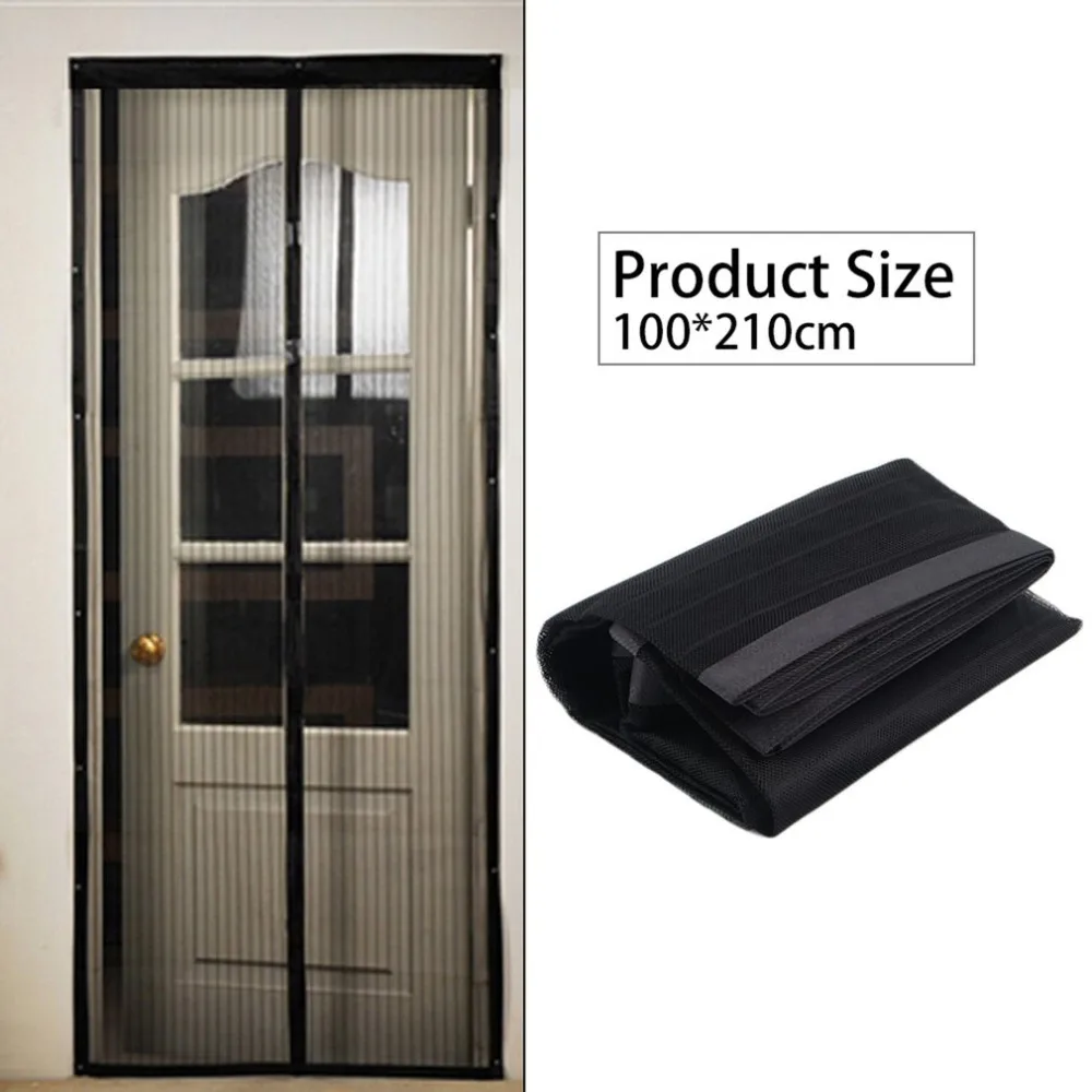 

OUTAD Black Summer 100 X210cm Magnetic Mosquito Net Anti-mosquito Mesh Curtains Door Tulle Window Screen Automatic Closing