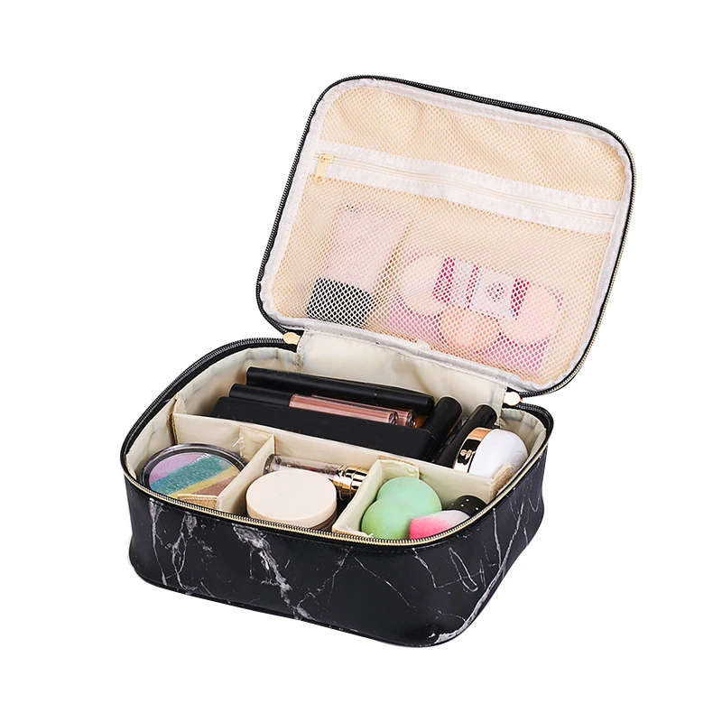 المرأة الرخام التجميل حقيبة بو الجمال غسل الحقيبة ماكياج مربع الغرور حالة التجميل أدوات الزينة المنظم إكسسوارات السفر امدادات