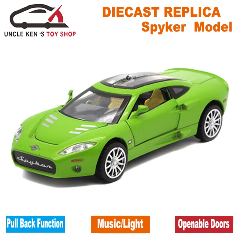 Литые под давлением Весы Модель Spyker C8 металлический автомобиль игрушки для детей в подарок с ножницами двери - Цвет: Светло-зеленый
