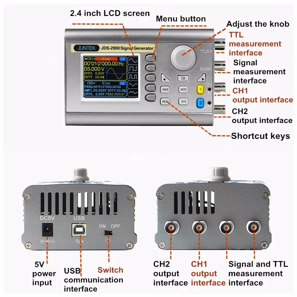JDS2900-60M DDS генератор сигналов счетчик 60 МГц Высокая точность двухканальный произвольной формы функция генератор 266MSa/s Скидка 40