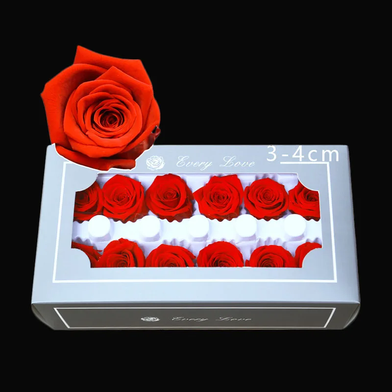 12pcs Romantic Preserved Forever Rose Flowers 3-4cm Wedding Valentine's Day 