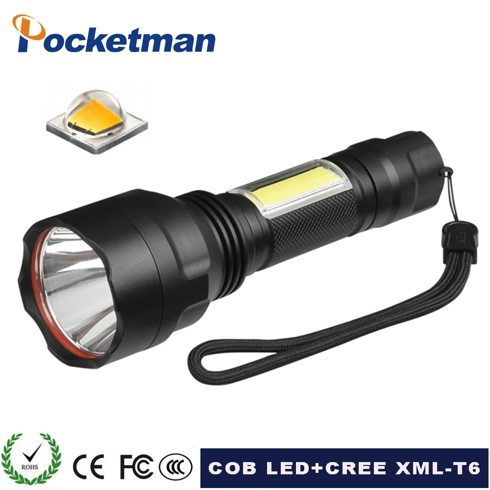 

COB LED XML-T6 led flashlight tactical torch for bicycle Camping lights penlight flash light 18650 batteryb portable light