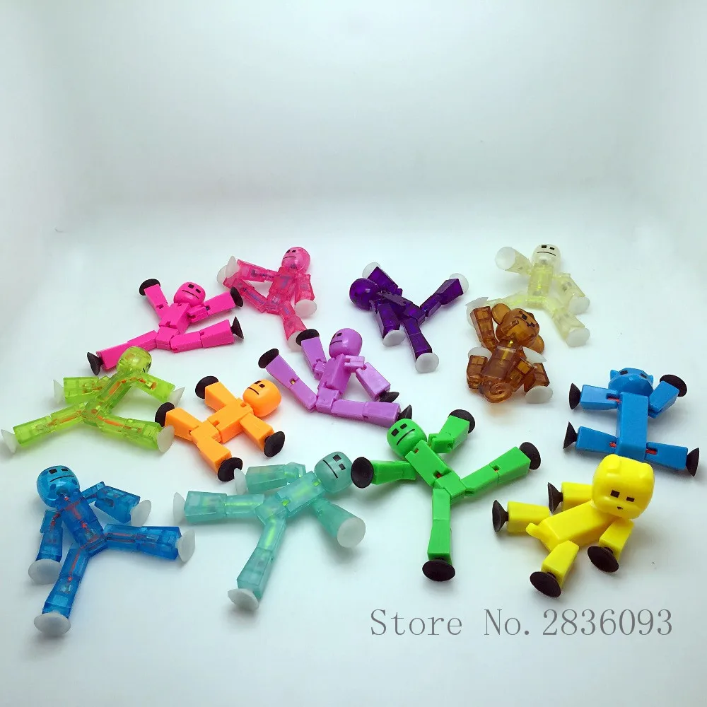 10pcs different colors stikbot/bag Suction Cup Deformable stick Robot action figure children gifts models stickbots