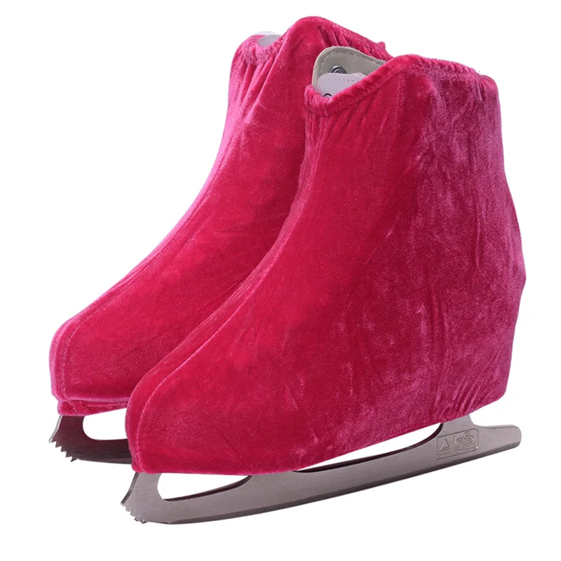 Бархатные коньки для детей и взрослых, обувь для фигурного катания, одноцветная обувь для катания на роликах, аксессуары для занятий спортом - Цвет: rose M
