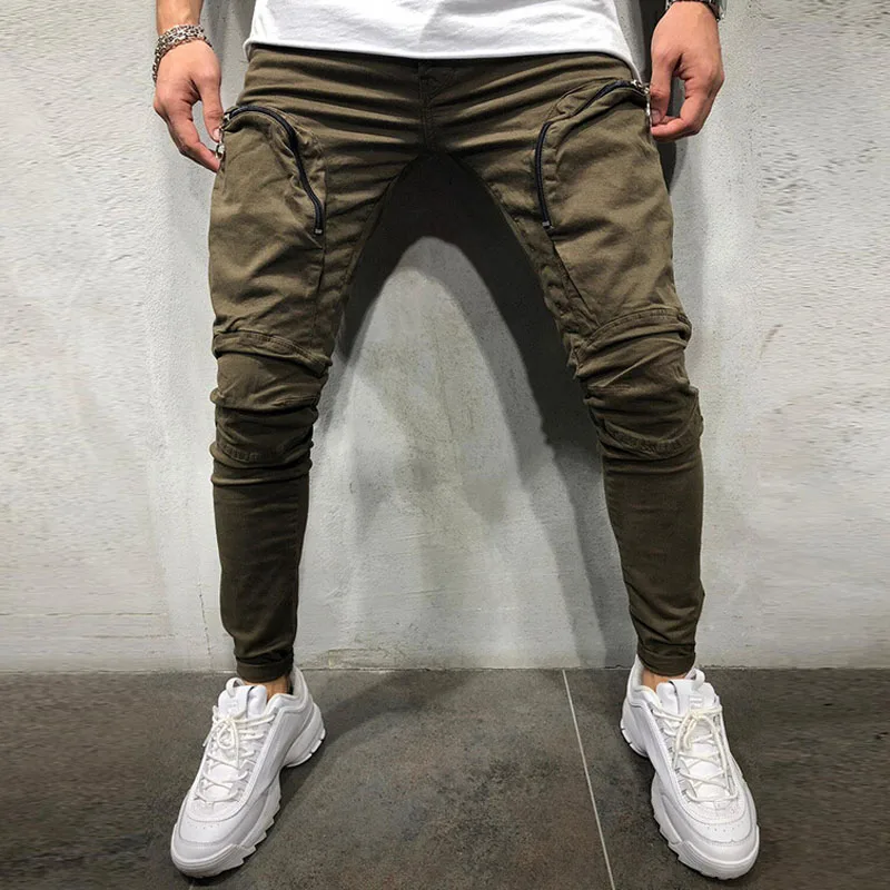 Модные Для мужчин тонкий Фитнес Straight-Leg Trousers Фирменная Новинка Твердые молния карандаш Бизнес городские штаны тренировки M-3XL