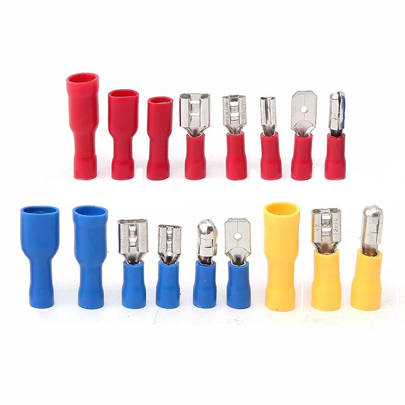 120pcs Insulated Crimp Butt Spade Ring Fork Terminal Wire Connector Kit Set 22-10AWG Terminals