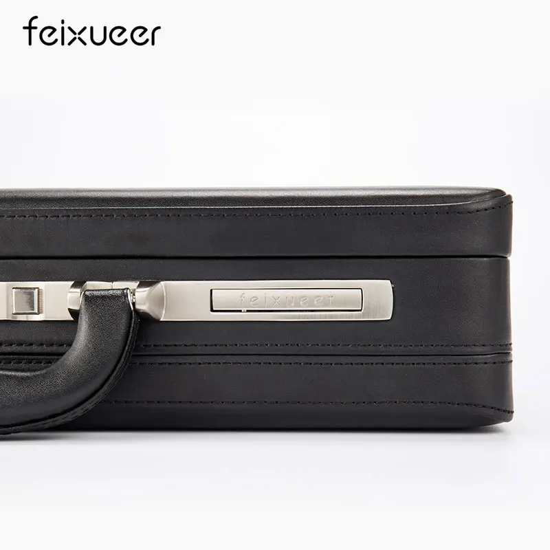 Роскошный кожаный мужской портфель feixueer расширяемый чехол для ноутбука с
