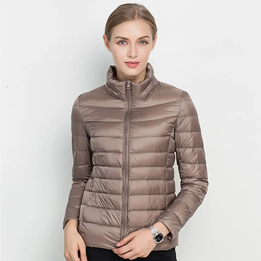 Greatest  Winter Women Ultra Light Down Jacket 90% Duck Down Casual Jackets Long Sleeve Warm Coat Slim Parka 