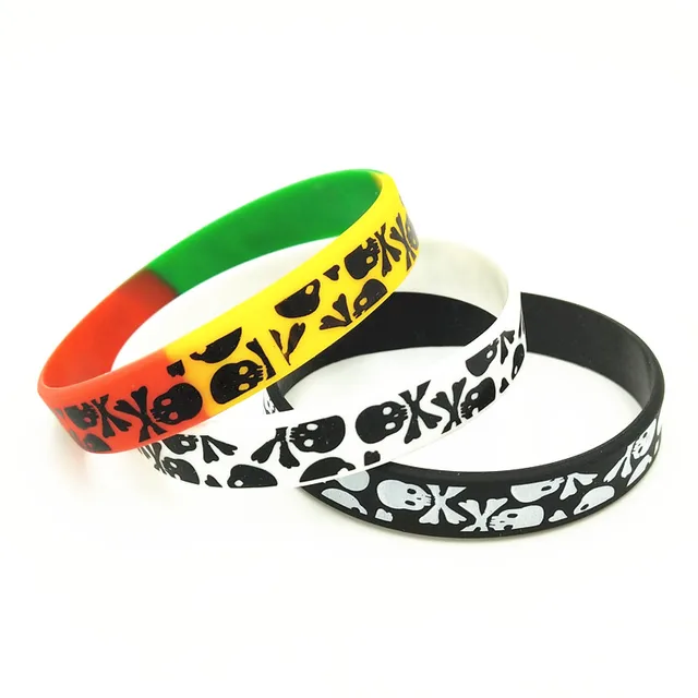 3PCS New Casual Skull Silicone Wristband 3 Colors Sports Rubber Bracelets&Bangles Hiphop Skeleton Charm Armbands Gifts SH272 3