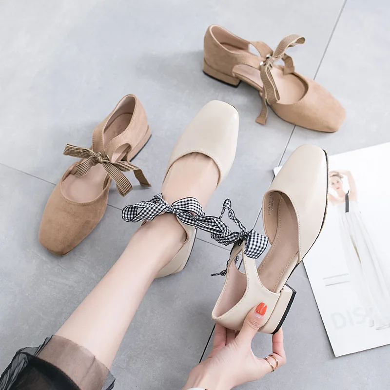 

2019 Summer Closed toe gladiator sandals woman riband cross-tied cover heel shoes mixed color bow-tied plaid sandalias mujer new