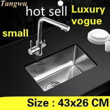 Квартира кухня ручная раковина одинарная мойка высокого качества сделать блюда маленькие 304 нержавеющая сталь Горячая 43x26 см