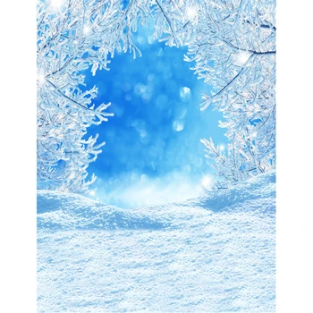 

Winter Snow Photography Backdrop Printed Blue Sky Bokeh Polka Dots Frozen Tree Twigs Newborn Baby Kids Photo Studio Backgrounds
