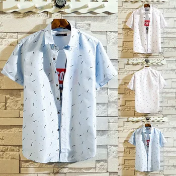 

Men Shirts Mens Summer Fashion Casual Short Sleeve Beach Tops Loose Casual Blouse Shirts