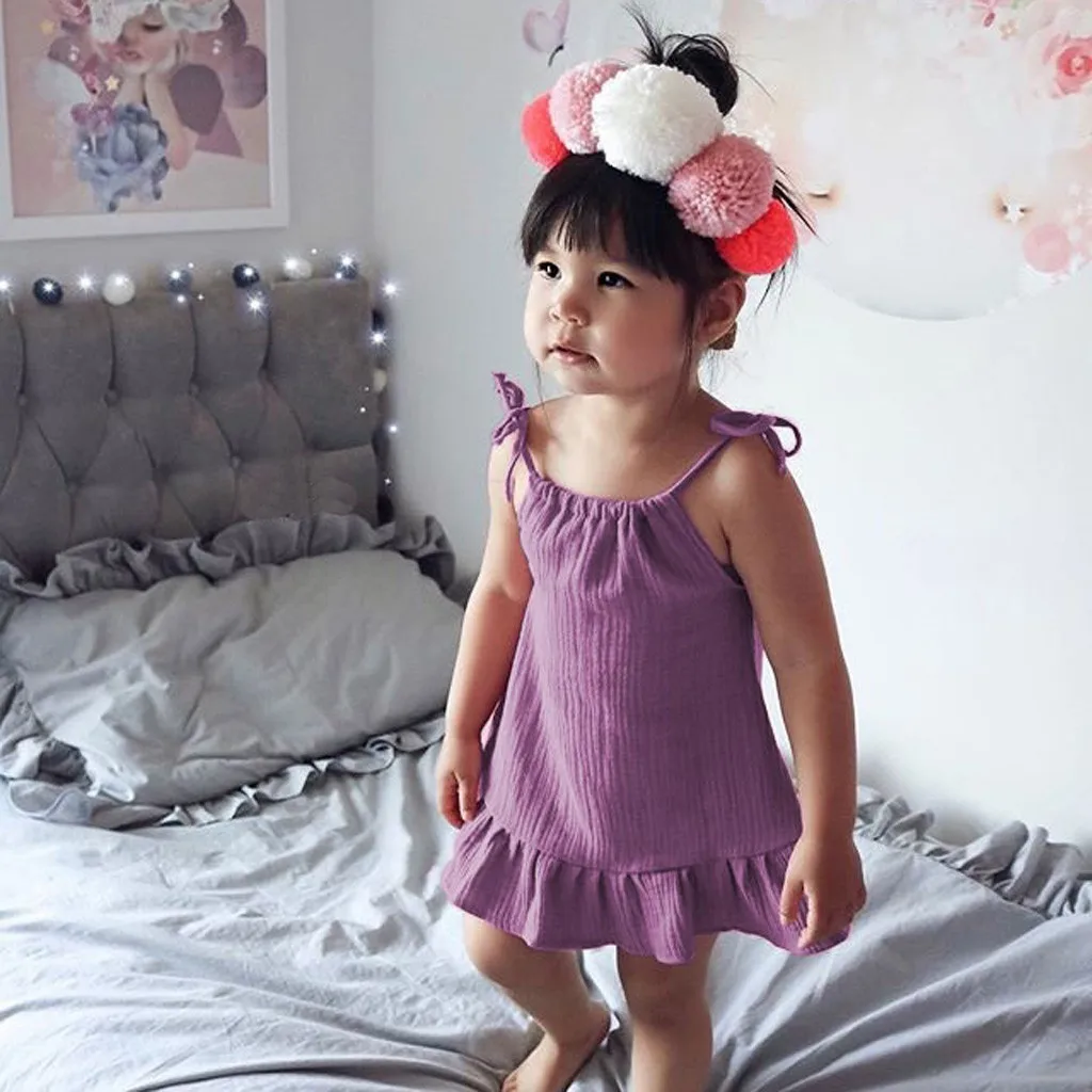 

Girls Summer Clothes Set Kid Solid Casual Clothes O-Neck Sleeveless Top And Hairband Toddler Girl Boy Clothes Outfit