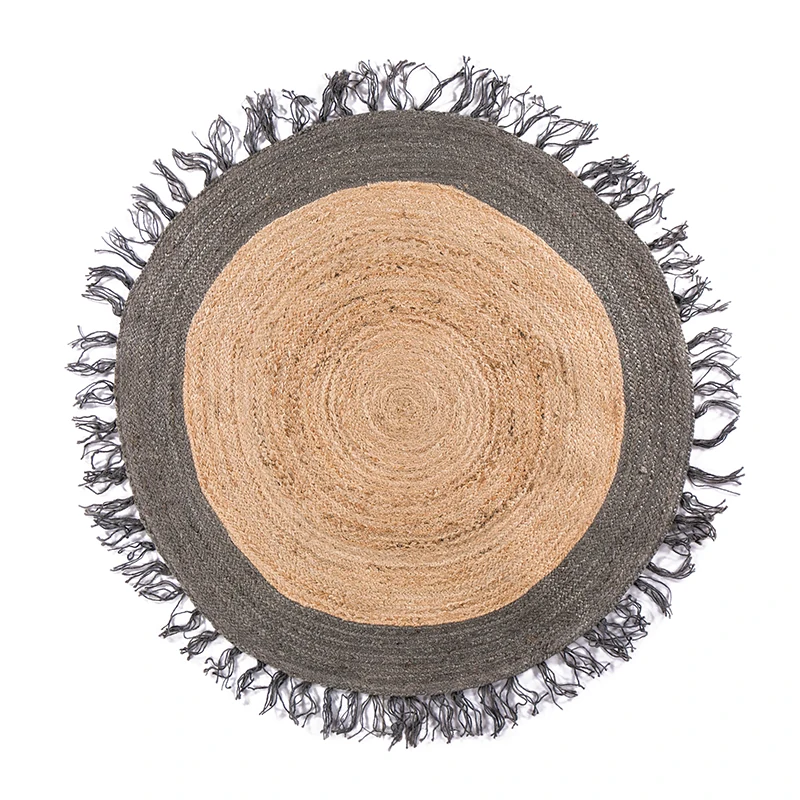 

Ins hot Kilim jute handmade round Carpet geometric Bohemia morocco Indian Rug plaid striped Modern design Nordic style living