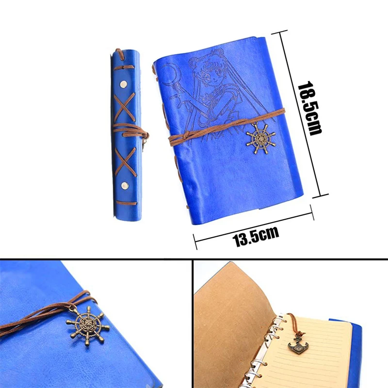 

Pretty Soldier Sailormoon Spiral Notebook Diary Notepad Vintage Traveler PU Leather Notebook SchoolOffice Supplies Notebook Gift