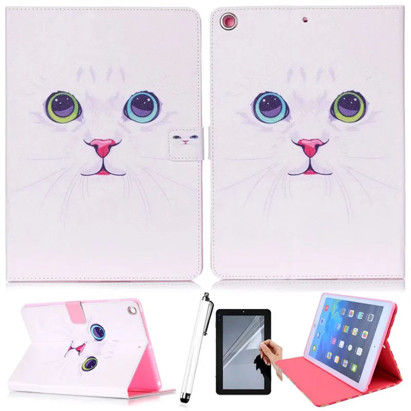 2015 new Cute Cat Pattern PU Leather Smart Cover Case For Apple iPad