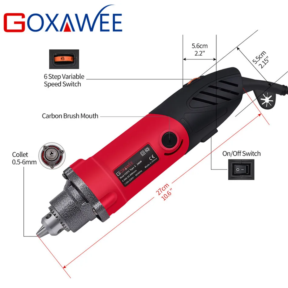 GOXAWEE 240 Вт мини-электрическая дрель для Dremel стильная мощная роторная мини-гравировальная шлифовальная машина с гибким валом для дома DIY инструмент по дереву