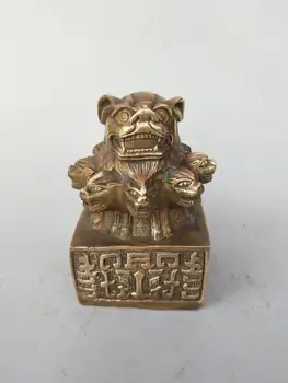 

Chinese Pure Brass Nine Lion Head Imperial Jade Seal