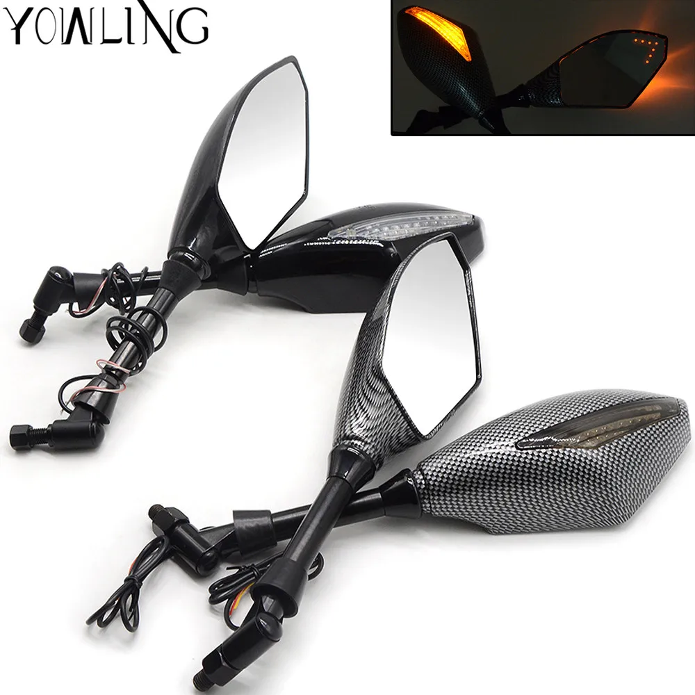 8MM 10MM LED Turn Signal Light Rearview Mirrors For yamaha mt09 mt10 mt07 Tmax 500 Tmax 530 KTM RC 125 200 690 Duke R 990 SM R
