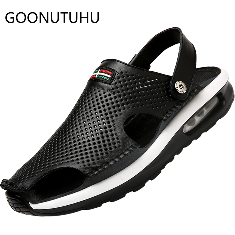 

2019 new men's sandals casual leather shoes male summmer brown & black beach sandal man outside slippers outdoor sandals for men