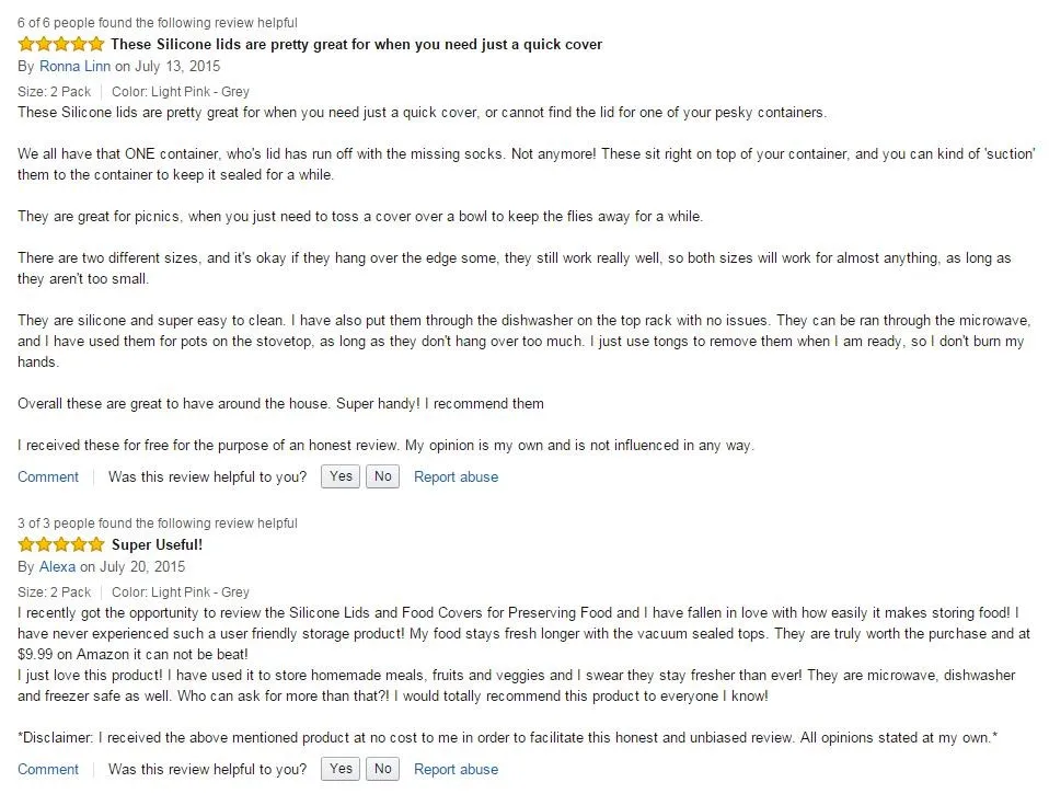 Silicone Suction Lids-comments