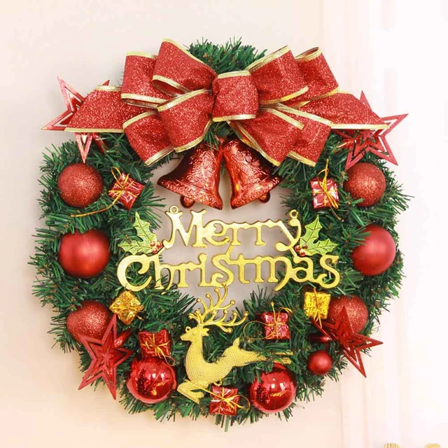 christmas large wreath bowknot bell christmas wreath garland hanging pendant tree ornament wall decals wreaths - Large Christmas Wreaths christmas large wreath bowknot bell christmas wreath garland hanging pendant tree ornament wall decals wreaths - Large Christmas Wreaths