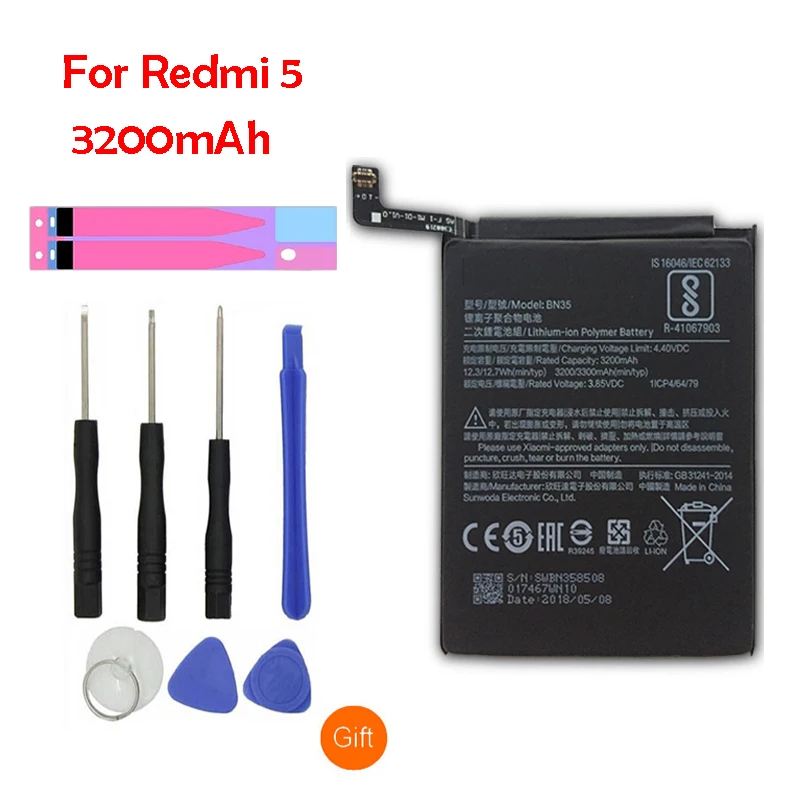 QrxPower оригинальный BN35 запасная батарея для Xiaomi Redmi 5 реальная емкость 3200 мАч литий