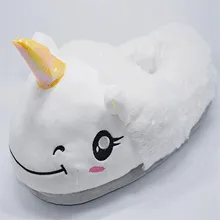 Super Cute Unicorn Plush Slippers Home Women Slipper Pure White Warm Indoor Women Shoes Soft Flat House Slippers Flip Flops